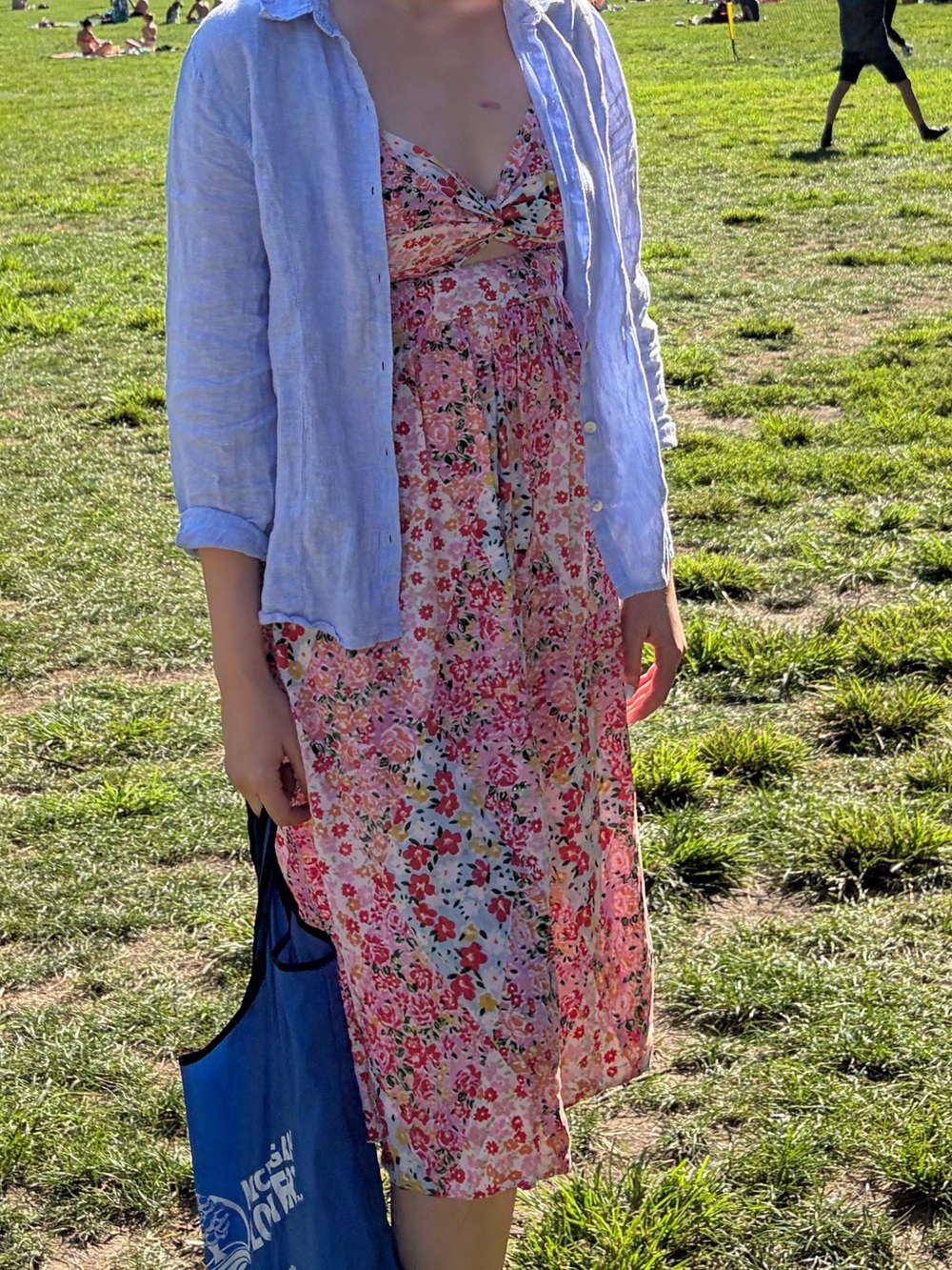 Angie Light Blue Linen Button-Up Jacket